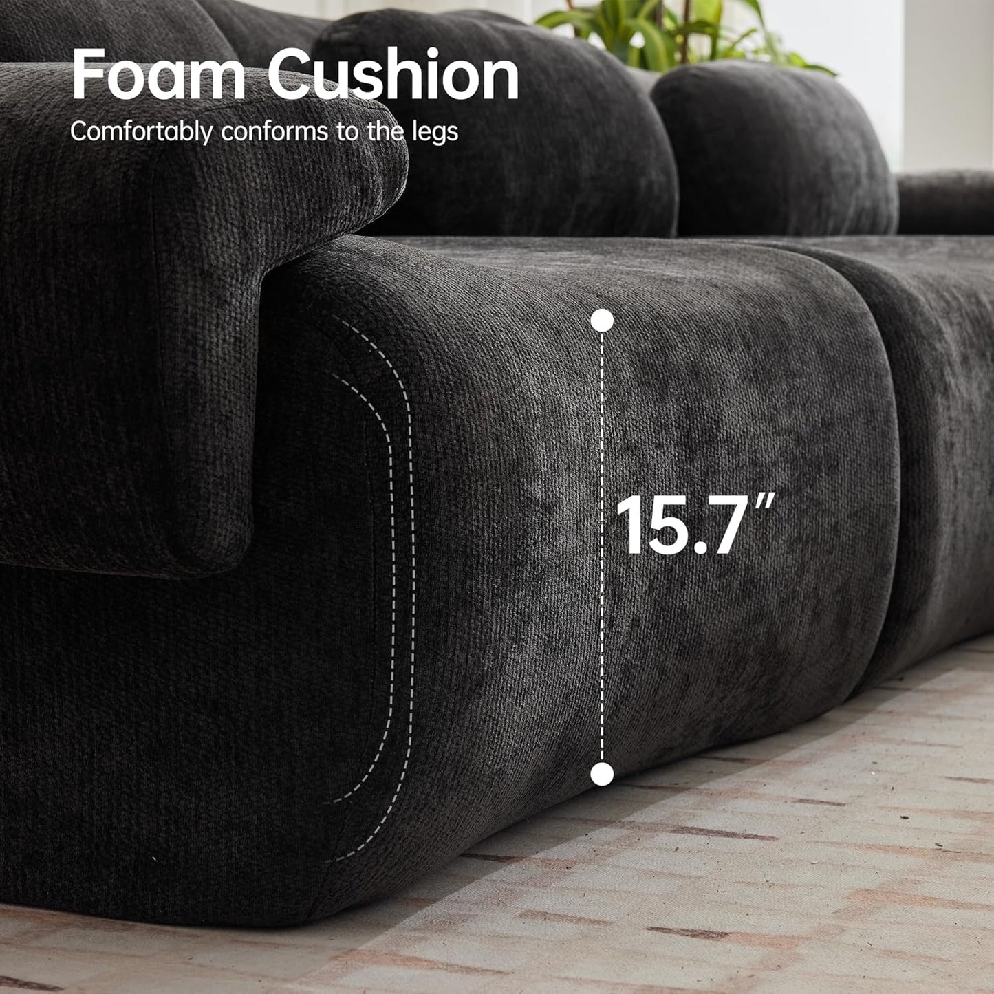 117”L Shaped Modern Sofa Modular Sectional Cloud Couch with Ottoman