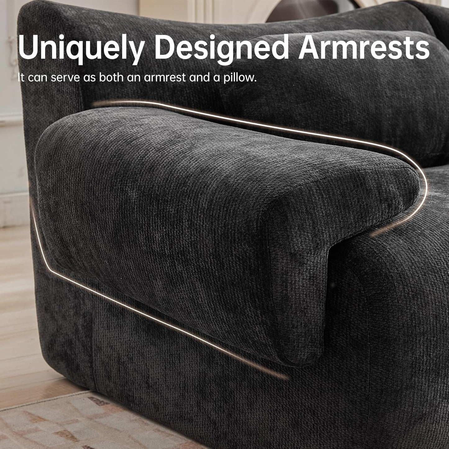 117”L Shaped Modern Sofa Modular Sectional Cloud Couch with Ottoman