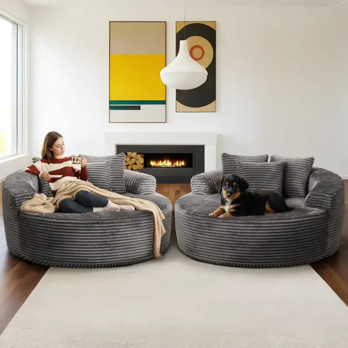 [Autumn Special] Ovios 59" Wide Extra Large Round Sofa Bed - Fluffy Bean Bag