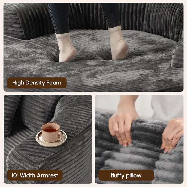 [Autumn Special] Ovios 59" Wide Extra Large Round Sofa Bed - Fluffy Bean Bag