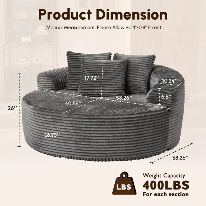 [Autumn Special] Ovios 59" Wide Extra Large Round Sofa Bed - Fluffy Bean Bag